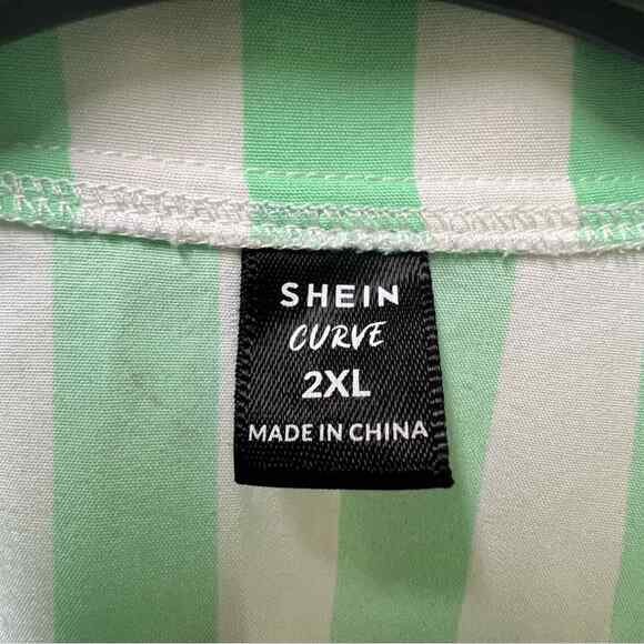 Shein Curve Striped Button Down Top / Shorts Set Size 2X - Picture 8 of 9